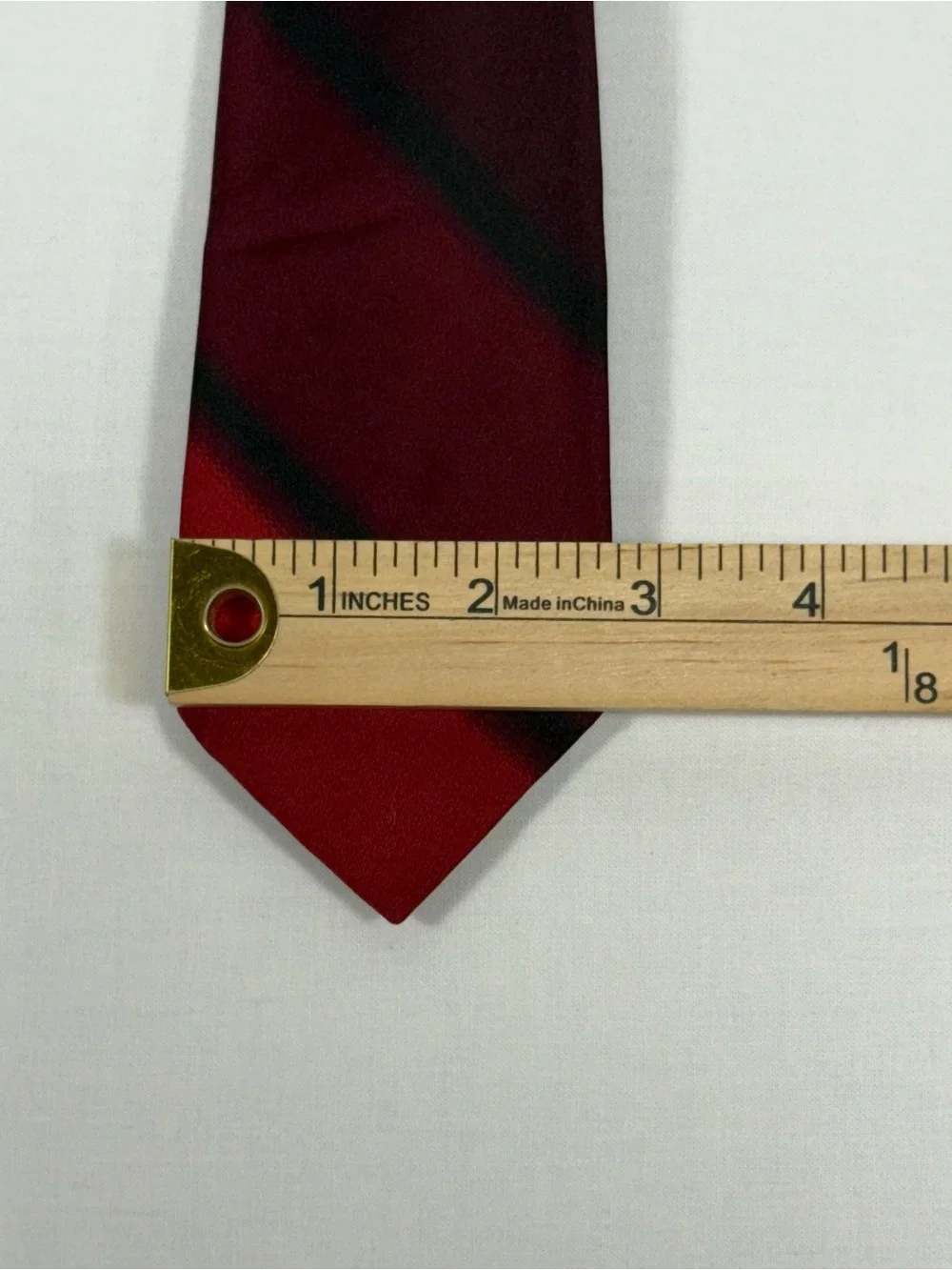 Vintage ACWA Union Made Swiss Weighted Silk Red‎ Black Stripe Necktie 54